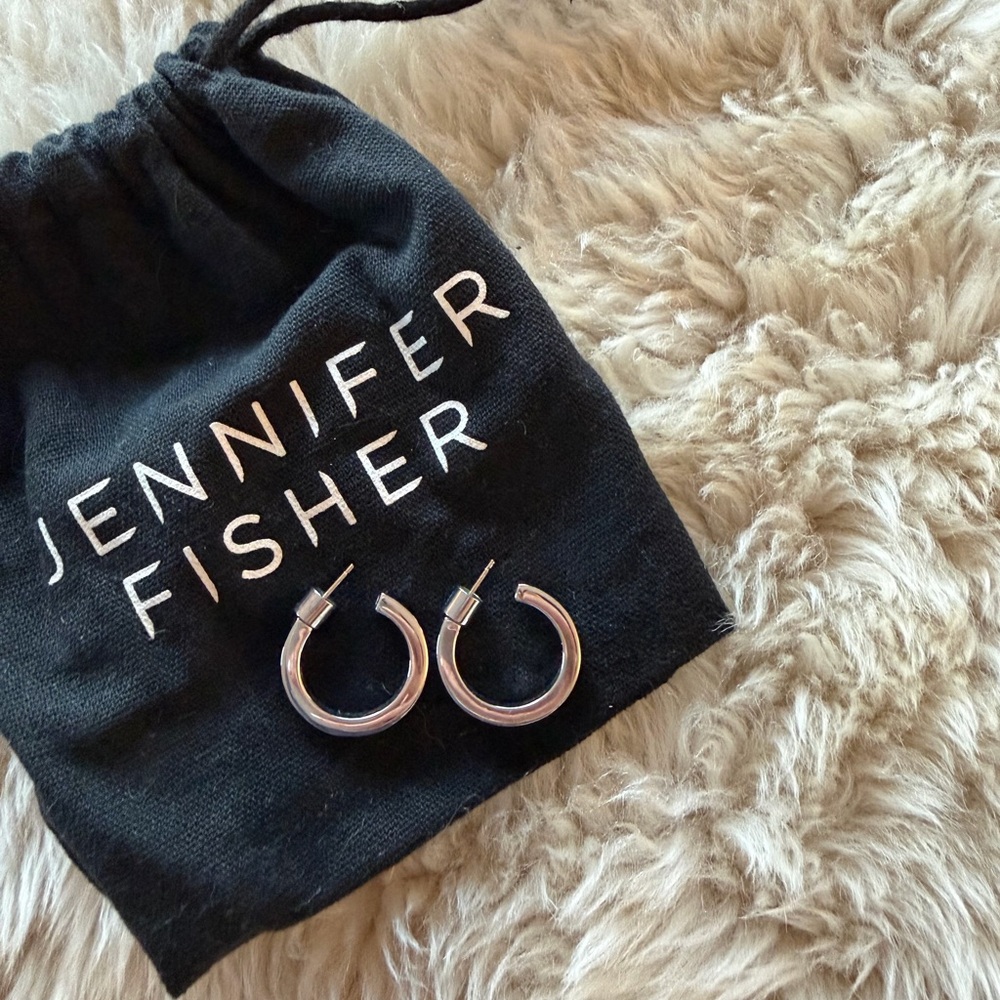JENNIFER FISHER silver huggie hoops